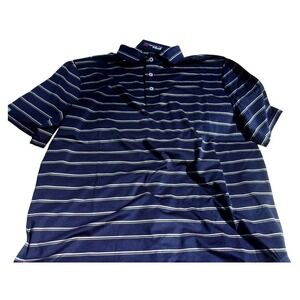 RLX Ralph Lauren Mens Navy Blue Striped Performance Golf Polo Shirt New Sz L NWT